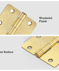 Close-up of Satin Brass Rounded Door Hinges Three And A Half Inch One Quarter Radius with flat surface and smooth finish.