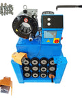 Built Tough Hydraulic Hose Crimper 220V 3 Phase 4 KW with 13 die set and controls for high pressure steel and iron pipe.