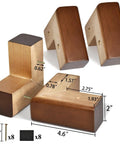 Solid Wood Furniture Legs Set With L Shaped Bed Risers For Sofa Couch Dresser Cabinet And Table Feet 4 Pack Durable Easy On The Knees Boosts Clearance Smooth Edges, shown in close-up with dimensions and hardware