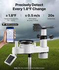 Totally All In One Wi Fi Weather Station With App And Seven Point Five Inch VA Display Solar Powered Outdoor Sensor Rain Gauge Indoor Outdoor Forecast Wind Speed Temperature Humidity Rainfall Moon Phases Dew Point Plus Six To Twelve Hour Forecasts, outdoor sensor and app screen