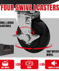 Close-up of caster wheel for 8 Piece Garage Storage Cabinet System With Locking Steel Cabinets Rolling Chest Pegboard And Workbench Black