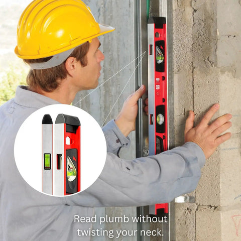 Heavy Duty I Beam Level Featuring Dual View Plumb Site Magnified Cylindrical Vials And Sturdy Aluminum Body Perfect For Snappy Framing And Rock Solid Layout Work At 48 Inches