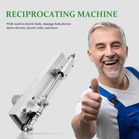 Super Cool Adjustable Linear Actuator Motor With Speed Controller Built Tough High Rigidity Aluminum Alloy Plus Stainless Steel For Micro Devices And Electric Gear Shifting Smooth Stroke Range 2 To 8cm shown with a smiling man giving a thumbs up.