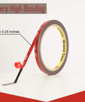 Double Sided Mounting Tape Heavy Duty 0.25 Inch Wide 10 Feet Black Waterproof Foam Tape 5925 VHB Acrylic Adhesive roll on table.