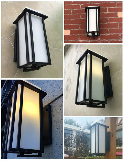 Outdoor Exterior Wall Sconce Lantern Go To Porch Lighting Weatherproof And Rust Resistant Black Finish With Frosted Glass Wet Location Ready E26 Base Ideal For Front Porch Garage Or Driveway Built To Last shown from various outdoor angles