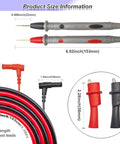 Pro Grade Multimeter Test Leads Kit With 1000V 20A Capacity 40.5 Inch Silicone Probes And Ultra Sharp Gold Plated Tips Handy Alligator Clips For Hands Free Testing Compatible With Fluke AstroAI Klein And Automotive Diagnostics showing probe dimensions and alligator clips.