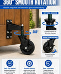 Hefty Black Fence Gate Rollers With Secure Locking Brake, 600 Pound Rock Solid Anti Sag Setup For Metal Tubes And Wood Gates demonstrating 360° smooth rotation.