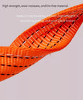 Heavy Duty Cargo Hoisting Net With Three Ton Lift Capacity And Flat Polyester Straps showing detailed close-up of strong, wear-resistant orange material.