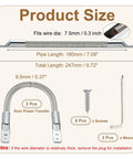 Armored Loop Power Transfer Cable Protector For Doors 7 Inch Gooseneck Fits 7.5mm Cables Silver 2 Pack Stainless Steel And Zinc Alloy Rustproof Shield With Exposed Mounting Sleeve End Cap To Prevent Wire Pinching For Access Systems, size chart