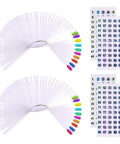 Clear Nail Swatch Sticks Kit With Split Ring And 100 Transparent Sticks, Includes Holographic Number Stickers 1-100 for Nail Art Practice