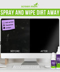 Before and after cleaning with Streak Free Screen Cleaner Spray Bundle With 8oz And 2oz Bottles And Four Microfiber Cloths For Eyeglasses Monitors TVs Laptops Tablets And Electronics Car Display Cleaning Kit