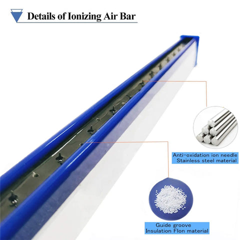 Ionizing Air Bar For Static Control With 12kV High Voltage Generator 110V 80cm Long Heavy Duty Upgraded Dense Ionization Needles For Better Static Elimination High Efficiency Anti Static Bar For Industrial Use, stainless steel needles
