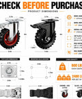 Tough As Nails Heavy Duty Caster Wheels With Dual Locking Brakes, 5 inch steel casters dimensions chart for workbenches.