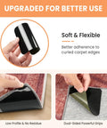 No Slip Rug Corner Grips 4 Pcs For Hardwood Floors And Tile showing dual-sided adhesive use and flexible material