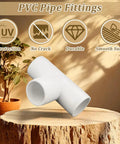 20-Pack 1/2 Inch Tee PVC Fittings Furniture Grade 3 Way Connectors For SCH40 PVC Pipe DIY Builds And Frames