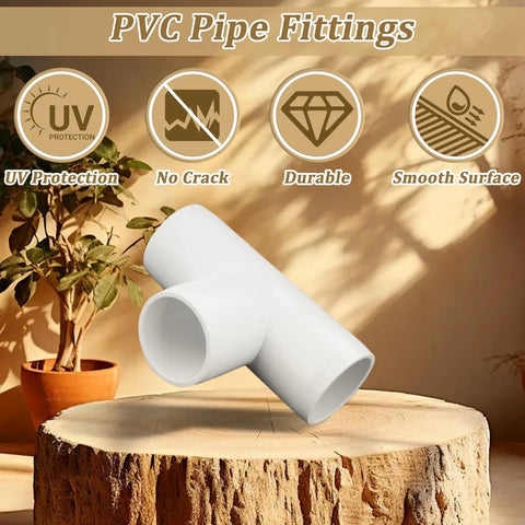 20-Pack 1/2 Inch Tee PVC Fittings Furniture Grade 3 Way Connectors For SCH40 PVC Pipe DIY Builds And Frames