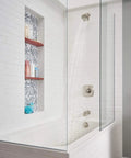 Parkwood Tub And Shower Trim Kit Brushed Nickel With 6 Function Shower Head For A Dope Shower Upgrade in modern bathroom setting.
