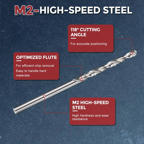 Kozelo M2 high-speed steel twist drill bit, 2.25 mm diameter, uncoated