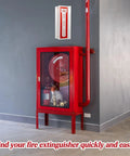 3D Fire Extinguisher Sign With Arrow Down Aluminum Panel Wall Projection Pre Drilled Mounting Holes With Screws And Washers