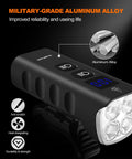 Ultra Bright Bicycle Headlight For Night Riding with 2000 Lumen, aluminum body, showing anti-scratch and durability