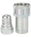 Bulletproof Hydraulic Quick Coupler 1 Inch Npt With Iso5675 Plug And Play Feature Delivers 4000 Psi Load Capacity With Rock Solid Hardened Steel Body Made For Farming Tractors Excavators Logging At 24 Gpm - close-up of coupler components.