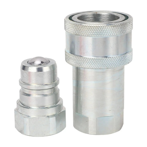 Bulletproof Hydraulic Quick Coupler 1 Inch Npt With Iso5675 Plug And Play Feature Delivers 4000 Psi Load Capacity With Rock Solid Hardened Steel Body Made For Farming Tractors Excavators Logging At 24 Gpm - close-up of coupler components.