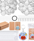 DIY Button Maker Kit For 100 Sets 58mm 2 And A Quarter Inch Includes Metal Shells Plastic Films Backing Parts Bags Cards And Keychains