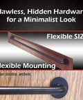 Adjustable Sash Curtain Rod For French Doors With Tough Three Eighth Inch Steel Bar And Low Profile Brackets Delivering Dead Simple Screw Or Sticky Tape Mount For Wood Glass Aluminum Slider Panels In Matte Black Pack on wood surface.