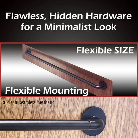 Adjustable Sash Curtain Rod For French Doors With Tough Three Eighth Inch Steel Bar And Low Profile Brackets Delivering Dead Simple Screw Or Sticky Tape Mount For Wood Glass Aluminum Slider Panels In Matte Black Pack on wood surface.