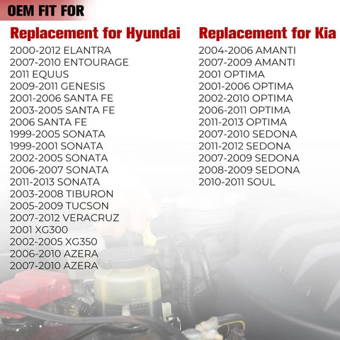OEM compatibility for Hyundai Kia models list with Hyundai Kia Radiator Cap Replacement For Broad Vehicle Compatibility With 1999 To 2007 Sonata 2011 To 2013 Sonata 2000 To 2012 Elantra 2001 To 2013 Optima 2001 To 2006 Santa Fe 2010 To 2011 Soul And 2005 To 2009 Tucson 253303K000 2533039100.