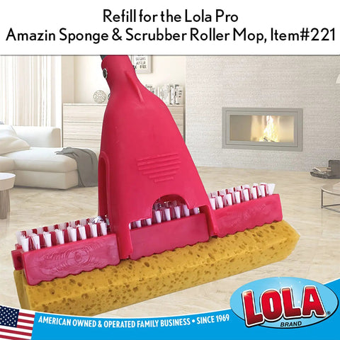 Pro Grade Scrubber Roller Mop Head Refill With Dual Bristle Cores And Dense Foam for effective cleaning on all floor types.