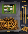 Tan Torx Self-Tapping Wood Screws Kit, 120 Pieces, Size 10 x 3 Inches, T25 Drive, storage case and screws display