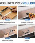 Two Pack 304 Stainless Steel Folding Pull Handles With Rubber Grip, 90 Degree Toolbox Cabinet Hardware, Bright Polished Finish, Durable Pull Latches For Equipment, Boxes, And Distribution Panels With 4.72 Inch Hole Spacing installed on cabinet drawer