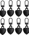Two Piece Black Heart Shaped Zipper Pull Replacement Kit For Luggage Backpacks Jackets Coats Boots And Clothing Durable Metal Zipper Pulls
