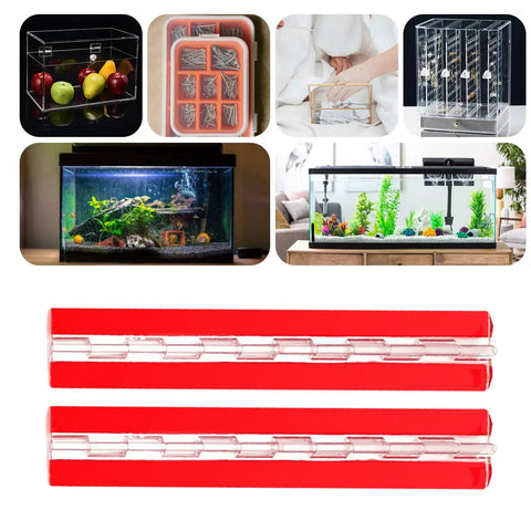 Two Piece 12 Inch Transparent Acrylic Hinge Smooth As Butter Continuous Piano Hinge Self Adhesive for drawers and cabinets.