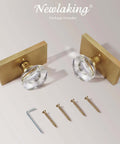 Crystal Glass Door Knob Set In Antique Brass Finish Non Locking Handles For Bifold Closet Barn And French Doors 2 Pack displayed with screws