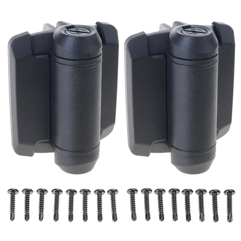 2-Pack Adjustable Tension Gate Hinges With Caps For Outdoor Wood And Metal Gates, includes screws, front view