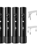 Four Pack Legit Heavy Duty Table Leg Extenders Adjustable Risers For Folding Tables, black steel build with installation clips.