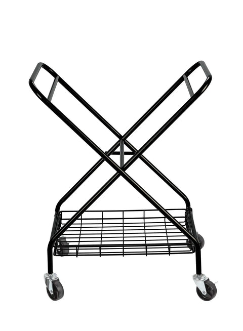Verona Collapsible Laundry Cart With Removable Canvas Basket Large Black Heavy Duty Steel Construction Foldable side view