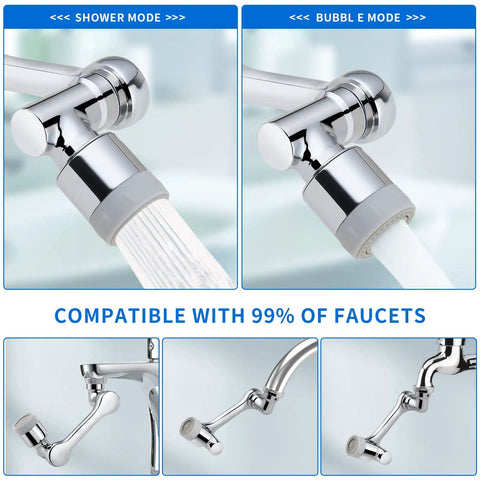 Faucet Extender For Bathroom Sink With 1080 Degree Robotic Arm Swivel Aerator Brass Sink Attachment With Dual Water Flow Modes