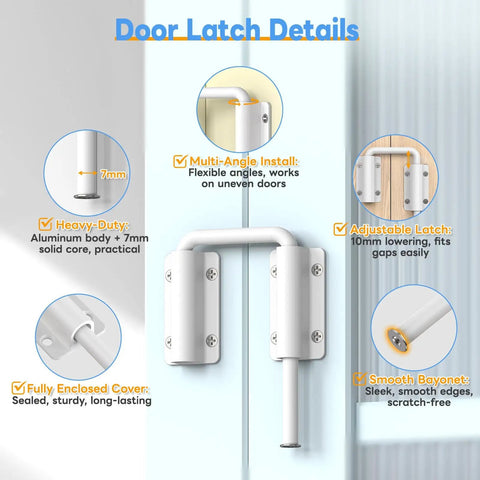 Patio Sliding Door Loop Lock Two And Three Eighths Inch U Shaped Loop Latch 90 And 180 Degree Kid Proof Home Security Lock details