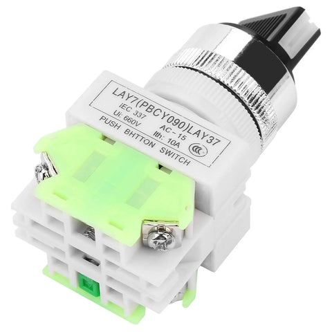 20X31 220V 5A Three Position Maintained Selector Self Locking Rotary Switch With Two NO And One NC Contacts Built To Last And Ready For Control Panels And Electronics Projects, side view