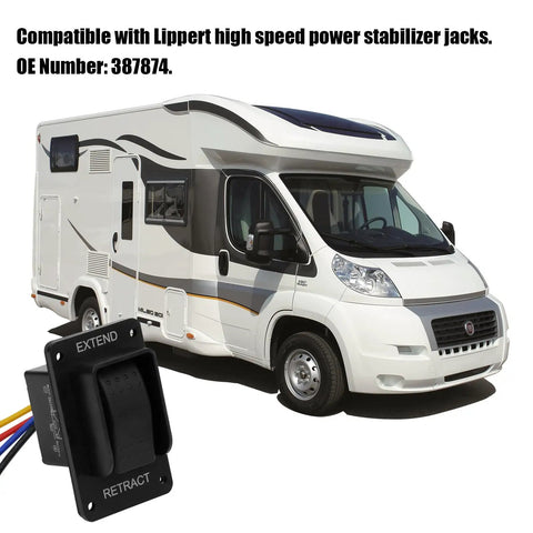 RV Electric Stabilizer Jack Switch With Harness Replacement For Rear Landing Gear Fits High Speed Jacks IP66 Waterproof