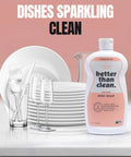 Plant Based Fragrance Free Family Cleaning Bundle With 4 8oz Concentrates Dish Soap bottle and clean dishes