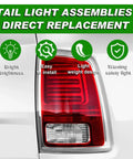 Dodge Ram LED Tail Light Assembly Right Passenger Side For 2013-2018 Ram 1500 And 2014-2018 Ram 2500 3500 Tail Lamp Replacement CH2801203 68093078AB DirectFit bright red and clear lens rear view