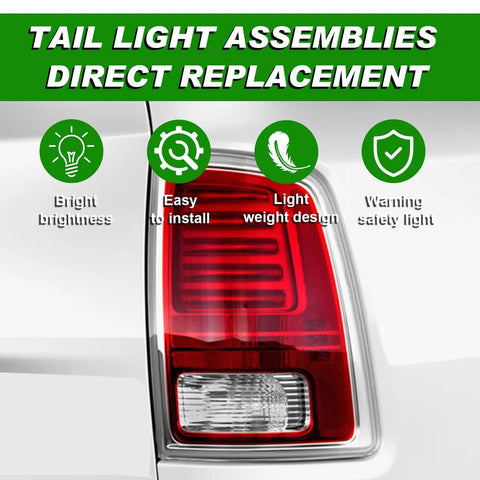 Dodge Ram LED Tail Light Assembly Right Passenger Side For 2013-2018 Ram 1500 And 2014-2018 Ram 2500 3500 Tail Lamp Replacement CH2801203 68093078AB DirectFit bright red and clear lens rear view