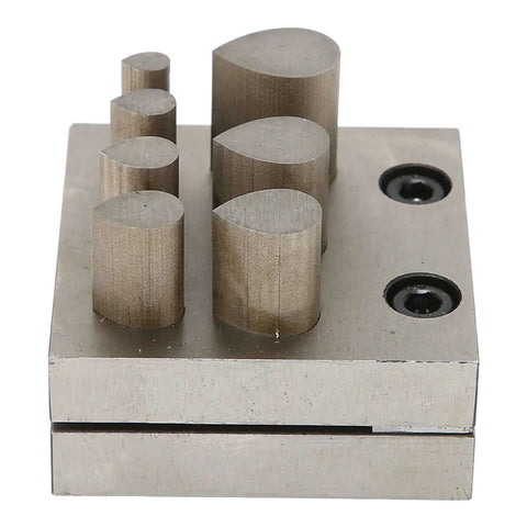 Drop Shaped Disc Cutter Set 7 Piece Punch Die Forming Kit For Jewelry Making And Metal Gaskets Sheets With Base 62x62mm