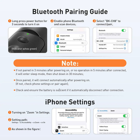 Bluetooth pairing guide for Pro Grade DSLR Style Phone Grip With Bluetooth Remote For iPhone And Android Phones.