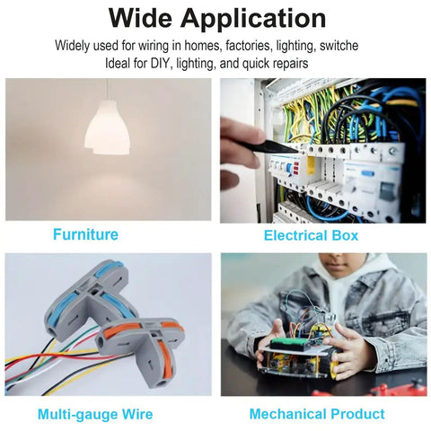 Wide application of 30 Pack Heavy Duty 3 Way Lever Wire Connectors Push In Electrical Splice Terminal Block in lighting and electrical boxes.