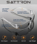 Image of 50 Pack Clear Safety Glasses for Men and Women, ANSI Z87.1, showing lightweight design and polycarbonate material.